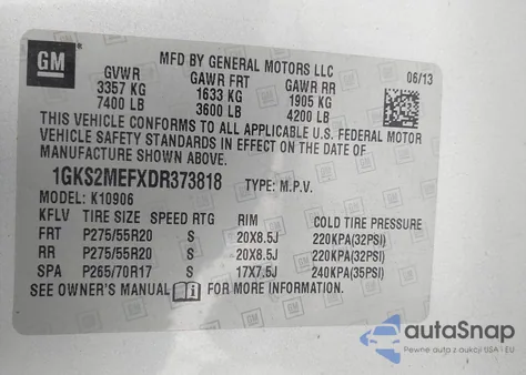2013 GMC Yukon Xl 1500 Denali from USA, damaged, VIN 1GKS2MEFXDR373818